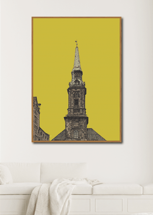 Stilren og smuk plakat af Christians kirke i København