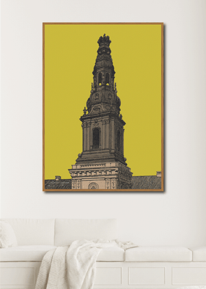 Plakat af Christiansborg i København anno 1920 - gul