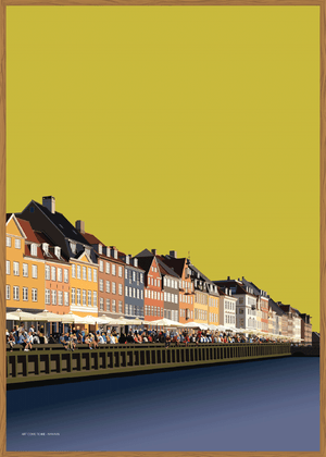 Håndtegnet og stilren plakat af Nyhavn i København