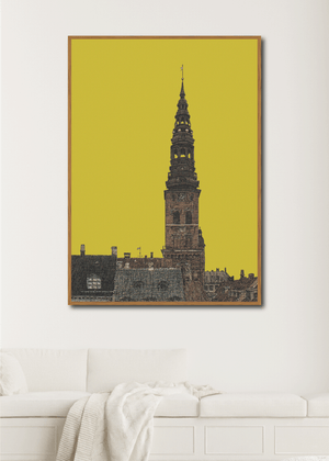 Stilren og smuk plakat af Sankt Nikolaj kirke i København