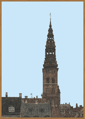 Stilren og smuk plakat af Sankt Nikolaj kirke i København